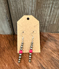 Navajo pearl and pink howlite turquoise drop earrings