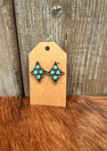 Antique western silver turquoise inlay earrings