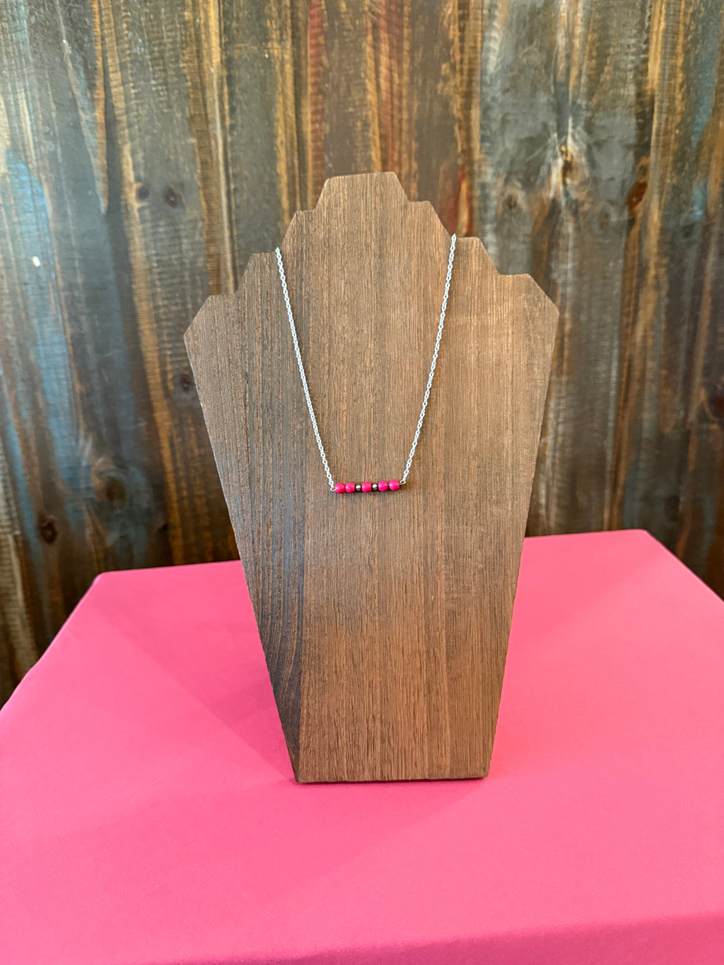 Western pink turquoise bar necklace
