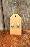 Antique western silver and turquoise inlay earrings
