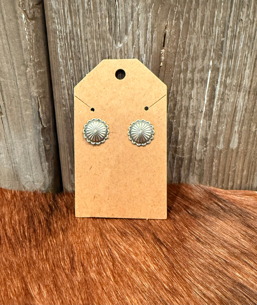 Sterling silver concho earrings