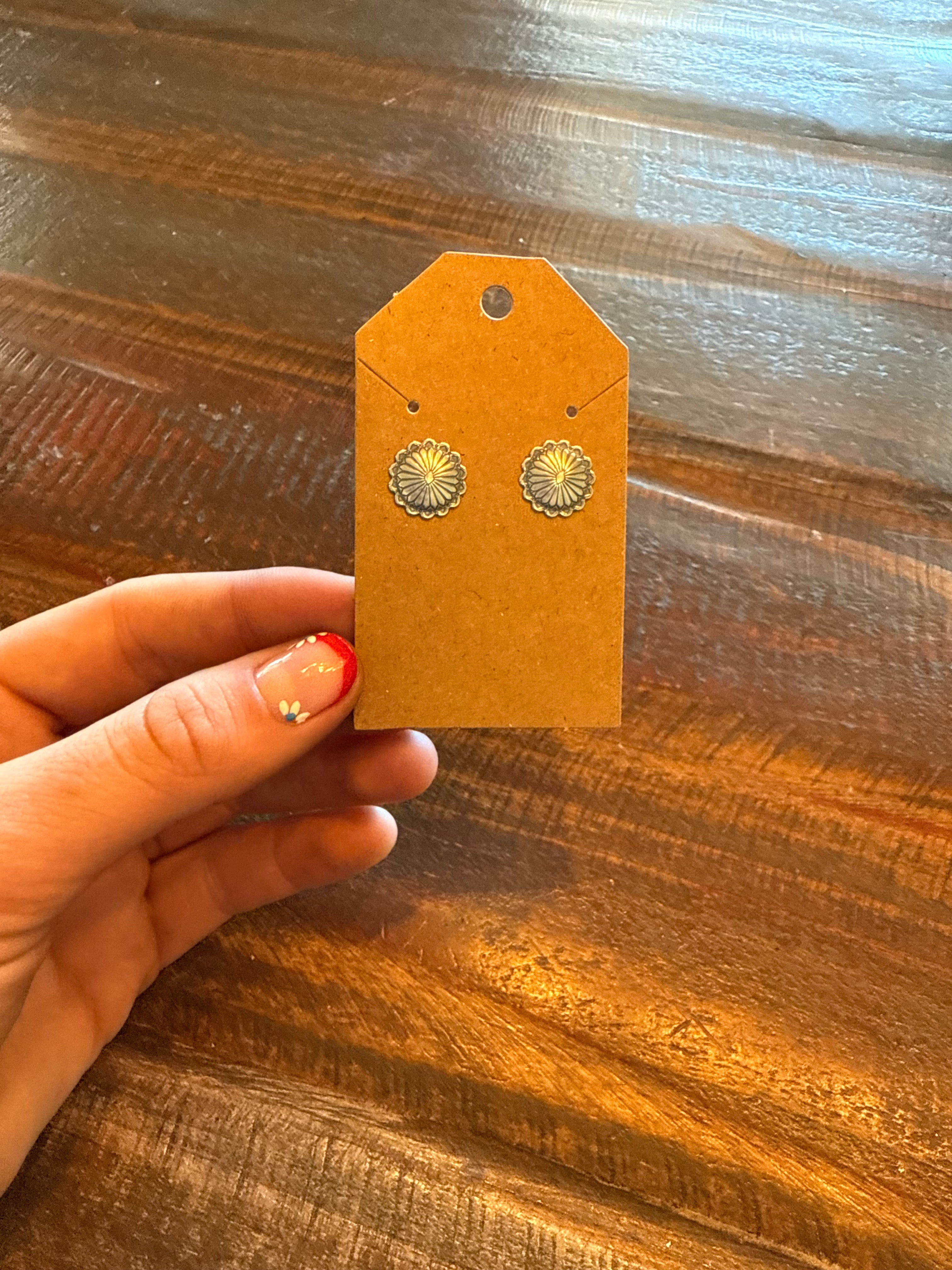 Sterling silver concho earrings