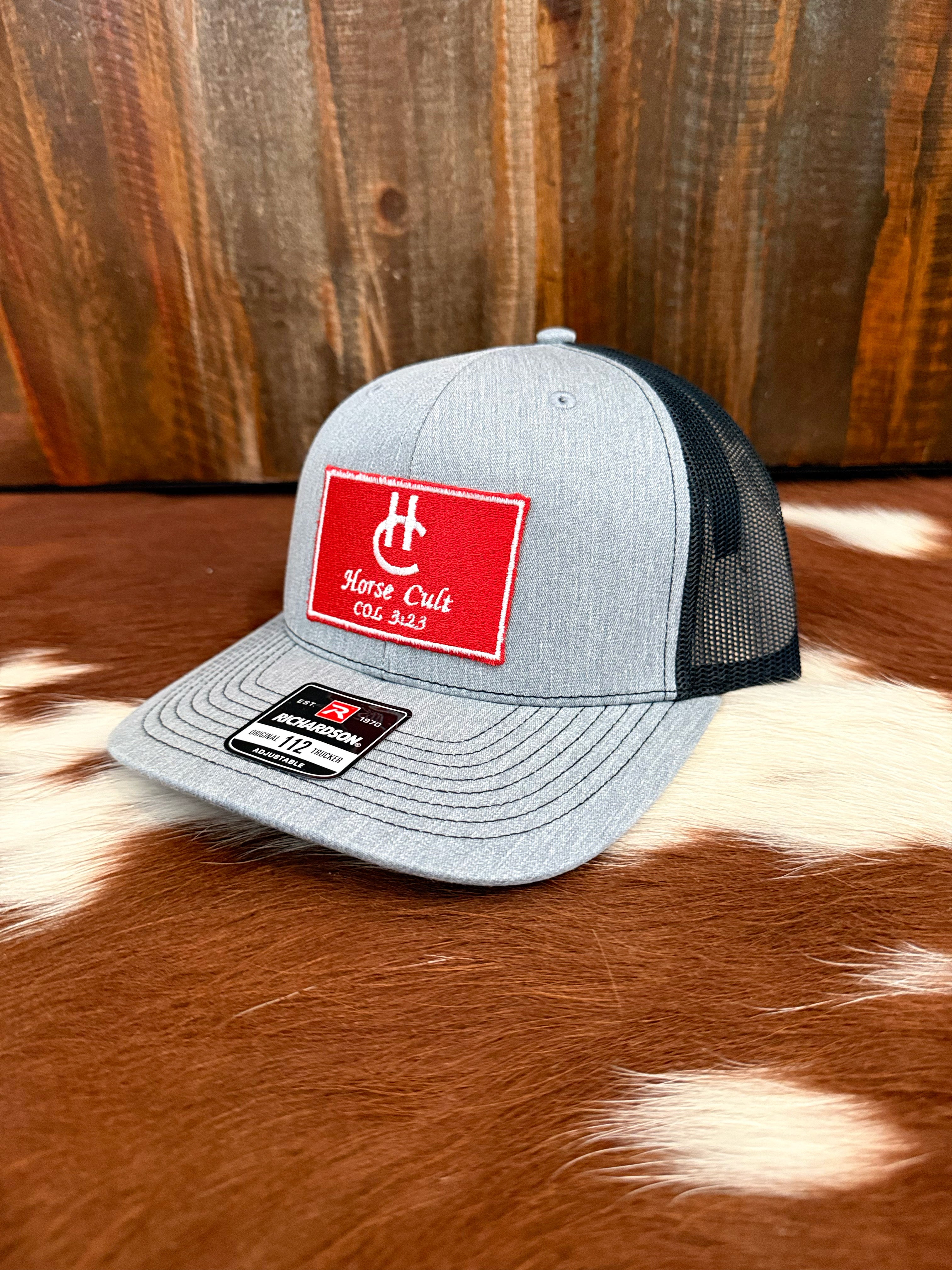 Gray and black Red-patch HC trucker cap