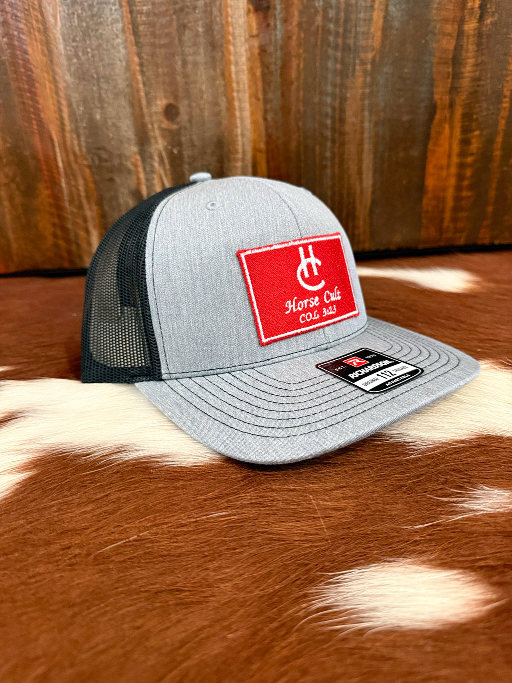 Gray and black Red-patch HC trucker cap