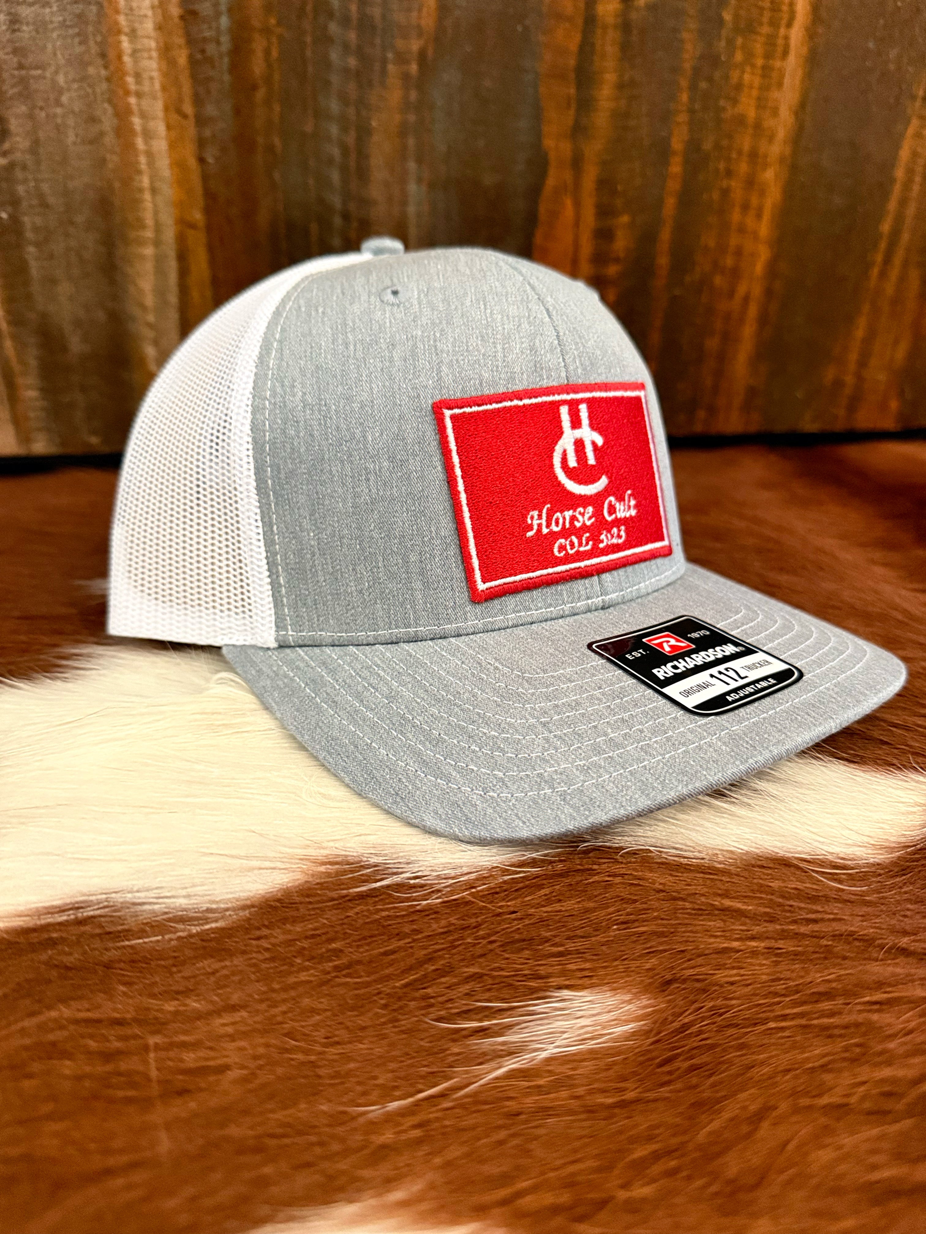 Gray and white Red-patch HC trucker cap