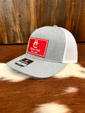 Gray and white Red-patch HC trucker cap